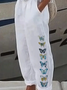 Pantalons Femmes Boho Printemps / Automne Papillon Coton Micro-élasticité Vacances Pantalon droit Long Régulier