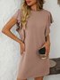 Femmes Rayé Vert Col Rond Confortable Imprimé Mini Robe Décontracté