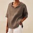 Blouses Femmes Rue Plain Été Polyester Col V Ample Régulier Droit Régulier