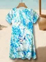 Femmes Marin Vie Comme Image Col V Confortable Robe Mi-Longue Décontracté