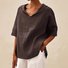 Blouses Femmes Rue Plain Été Polyester Col V Ample Régulier Droit Régulier