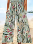 Combinaisons Décontracté Floral Été Imprimé Naturel Micro-élasticité Quotidien Pantalon à la cheville Régulier pour Femmes