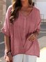 Blouses Décontracté Plain Été Aucune élasticité Quotidien Ample Pull-over Régulier Droit pour Femmes