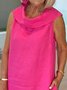 Femmes Plain Bleu Ciel Col Châle Confortable Robe Maxi Décontracté