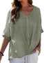 Blouses Décontracté Plain Été Aucune élasticité Quotidien Ample Pull-over Régulier Droit pour Femmes