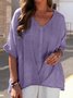 Blouses Décontracté Plain Été Aucune élasticité Quotidien Ample Pull-over Régulier Droit pour Femmes