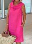 Femmes Plain Bleu Ciel Col Châle Confortable Robe Maxi Décontracté