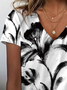 T-shirts Femmes Décontracté Floral Été Imprimé Jersey Manches Courtes Droit Régulier T.-N.-L.