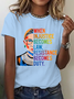 T-shirts Décontracté Été Lettres de texte Coton Micro-élasticité Ample Col Rond Régulier Régulier pour Femmes