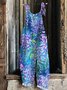 Combinaisons Femmes Décontracté Floral Été en Lin à Bretelles Micro-élasticité Quotidien Camisole Trapèze