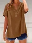 Chemises Femmes Simple Plain Printemps / Automne Polyester Col V Vacances Régulier Droit Régulier