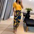 Deux Pièces Ensembles Femmes Géométrique Habillé Été Polyester Rendez-Vous Coupe Régulière Col Rond Top Avec Pantalons Droit