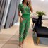 Deux Pièces Ensembles Femmes Géométrique Habillé Été Polyester Rendez-Vous Coupe Régulière Col Rond Top Avec Pantalons Droit