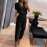 Deux Pièces Ensembles Femmes Géométrique Habillé Été Polyester Rendez-Vous Coupe Régulière Col Rond Top Avec Pantalons Droit
