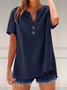 Chemises Femmes Simple Plain Printemps / Automne Polyester Col V Vacances Régulier Droit Régulier
