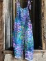 Combinaisons Femmes Décontracté Floral Été en Lin à Bretelles Micro-élasticité Quotidien Camisole Trapèze