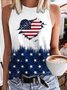 Chemises Femmes Décontracté Été Drapeau des États-Unis Polyester Sportif & De Plein Air Coupe Régulière Régulier Trapèze Régulier