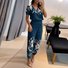 Deux Pièces Ensembles Femmes Géométrique Habillé Été Polyester Rendez-Vous Coupe Régulière Col Rond Top Avec Pantalons Droit