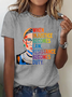 T-shirts Décontracté Été Lettres de texte Coton Micro-élasticité Ample Col Rond Régulier Régulier pour Femmes