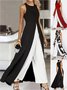 Combinaisons Géométrique Simple Été Tricoté Coupe Régulière Pantalon à la cheville Sans Manches Top Débardeur Élasticité moyenne pour Femmes