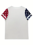 T-shirts Décontracté Été Drapeau des États-Unis Col V Micro-élasticité Quotidien Manches Courtes Régulier Régulier pour Femmes