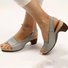 Mocassins Vacances Plain Toutes Les Saisons Faire la navette Talon de Bloc Bout Rond PU Après le laçage PU pour Femmes