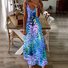 Femmes Floral Bleu à Bretelles Confortable Robe Maxi Décontracté