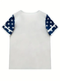 T-shirts Décontracté Été Drapeau des États-Unis Coton Col V Coupe Régulière Manches Courtes Trapèze Régulier pour Femmes