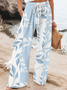 Pantalons Décontracté Printemps / Automne Plantes Coton Quotidien Ample Droit Régulier Pantalon baggy pour Femmes