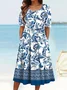Femmes Floral Comme Image Col Rond Confortable Robe Maxi Décontracté