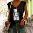 Top Débardeur Tops Femmes Décontracté Été Lettres de texte Polyester Micro-élasticité Sans Manches Régulier Trapèze Régulier