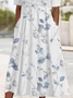 Femmes Floral Blanc Col V Confortable Imprimé Robe Maxi Décontracté