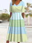 Femmes Rayé Comme Image Col V Confortable Imprimé Robe Maxi Décontracté