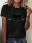 T-shirts Décontracté Imprimé d'Animal Été Micro-élasticité Quotidien Ample Col Rond Régulier Droit pour Femmes