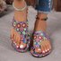 Tongs Femmes Floral Rétro Été à Talon Plat Bout Rond Tissu Caoutchouc à Enfiler Tongs
