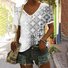 T-shirts Femmes Décontracté Floral Été Polyester Micro-élasticité Manches Courtes Régulier Trapèze Régulier