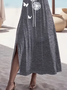 Femmes Floral Gris Col Rond Confortable Imprimé Robe Maxi Décontracté