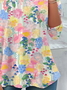 T-shirts Décontracté Floral Printemps / Automne Imprimé Quotidien Ample Jersey Manches Longues Régulier pour Femmes