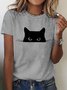 T-shirts Décontracté Imprimé d'Animal Été Micro-élasticité Quotidien Ample Col Rond Régulier Droit pour Femmes