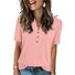 T-shirts Femmes Urbain Plain Été Polyester Col V Manches Courtes Régulier Droit Régulier