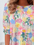 T-shirts Décontracté Floral Printemps / Automne Imprimé Quotidien Ample Jersey Manches Longues Régulier pour Femmes