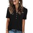T-shirts Femmes Urbain Plain Été Polyester Col V Manches Courtes Régulier Droit Régulier