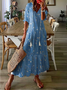Femmes Géométrique Fleur Col V Confortable Robe Maxi Décontracté