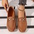 Mocassins Femmes Simple Plain Toutes Les Saisons Bal Talon Bas Bout Rond PU à Enfiler Mocassins