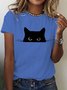 T-shirts Décontracté Imprimé d'Animal Été Micro-élasticité Quotidien Ample Col Rond Régulier Droit pour Femmes