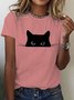 T-shirts Décontracté Imprimé d'Animal Été Micro-élasticité Quotidien Ample Col Rond Régulier Droit pour Femmes