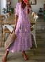 Femmes Géométrique Fleur Col V Confortable Robe Maxi Décontracté