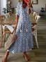 Femmes Géométrique Fleur Col V Confortable Robe Maxi Décontracté