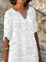Femmes Floral Blanc Col V Confortable Imprimé Mini Robe Décontracté