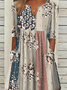 Femmes Floral Comme Image Col V Confortable Imprimé Robe Maxi Décontracté